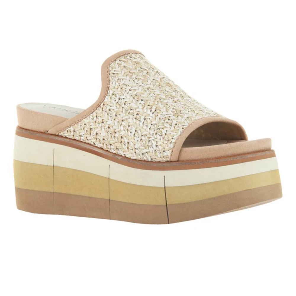 Women's Woven Flocci Platform Slide Sandals - Beige